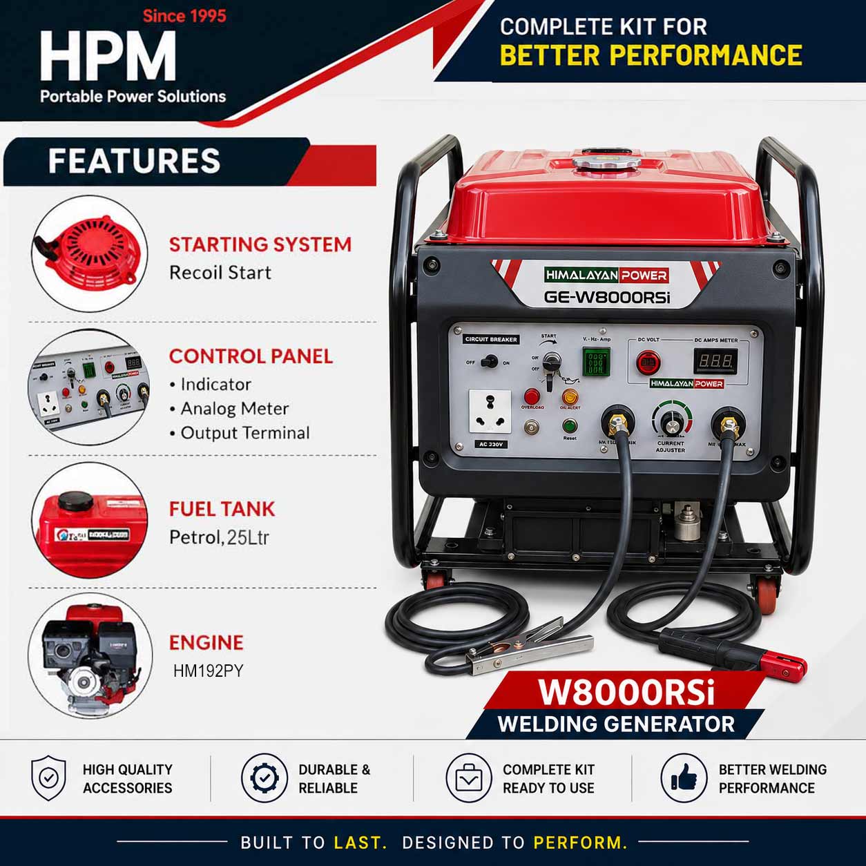 Portable DC Arc Welder Cum Generator Model GE-W8000RSi