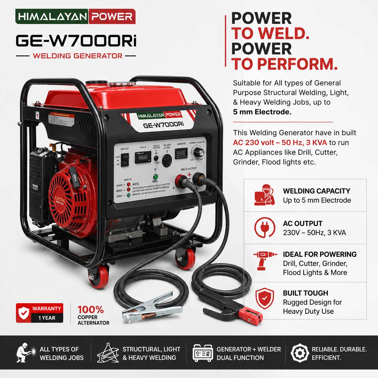 Portable DC Arc Welder Cum Generator,GE-W7000Ri